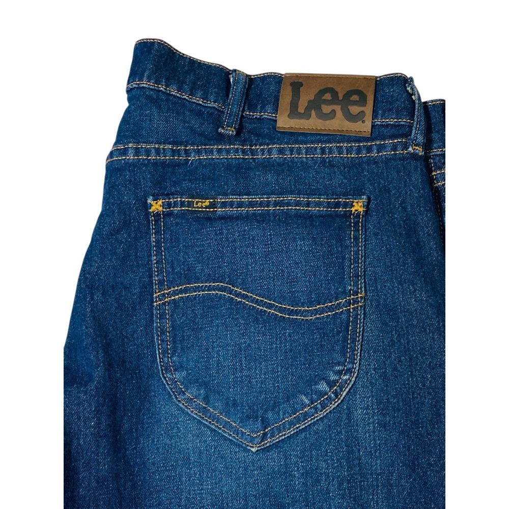 Lee Mens Slim Fit Blue Denim Jeans Dark Wash 38x32 Straight Leg Work Wear